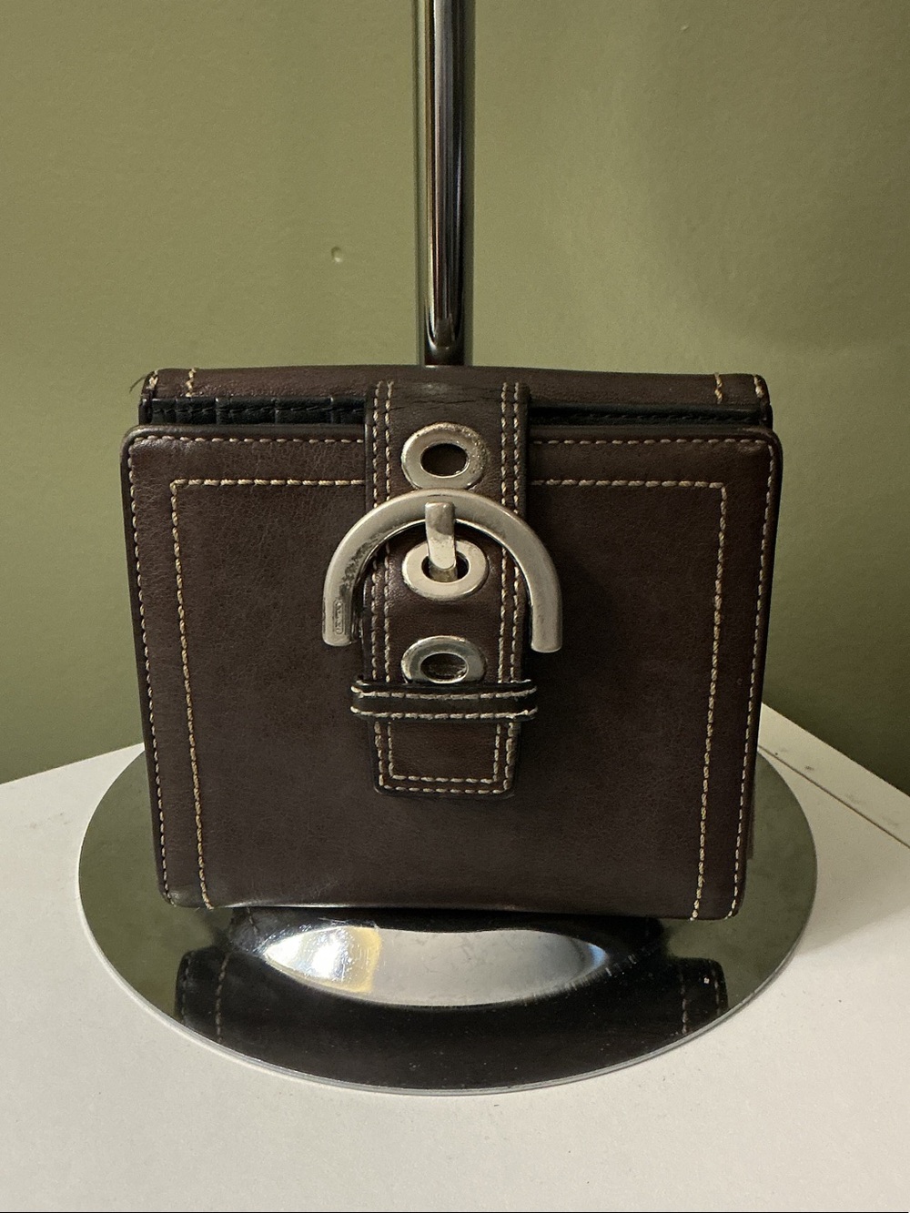 Coach Vintage Soho Buckle Brown Leather Wallet with Silver-Tone Accents